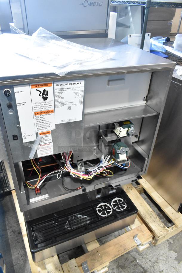 Brand new 2026 Hoshizaki DCM-500BAH-OS countertop water and nugget ice dispenser, 40 lb storage, open front view.