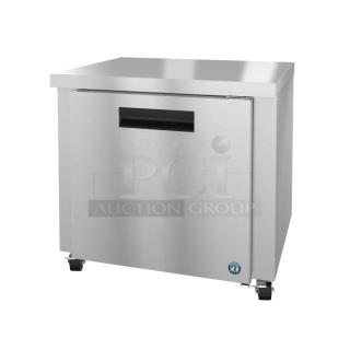 Brand new Hoshizaki UR36B commercial undercounter cooler with single door, stainless steel, 115V, 1 phase.