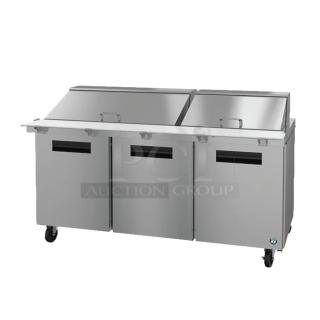 Brand new Hoshizaki SR72B-30M sandwich prep table. Stainless steel, mega top, 115V, 1 Phase. Ideal for commercial use.