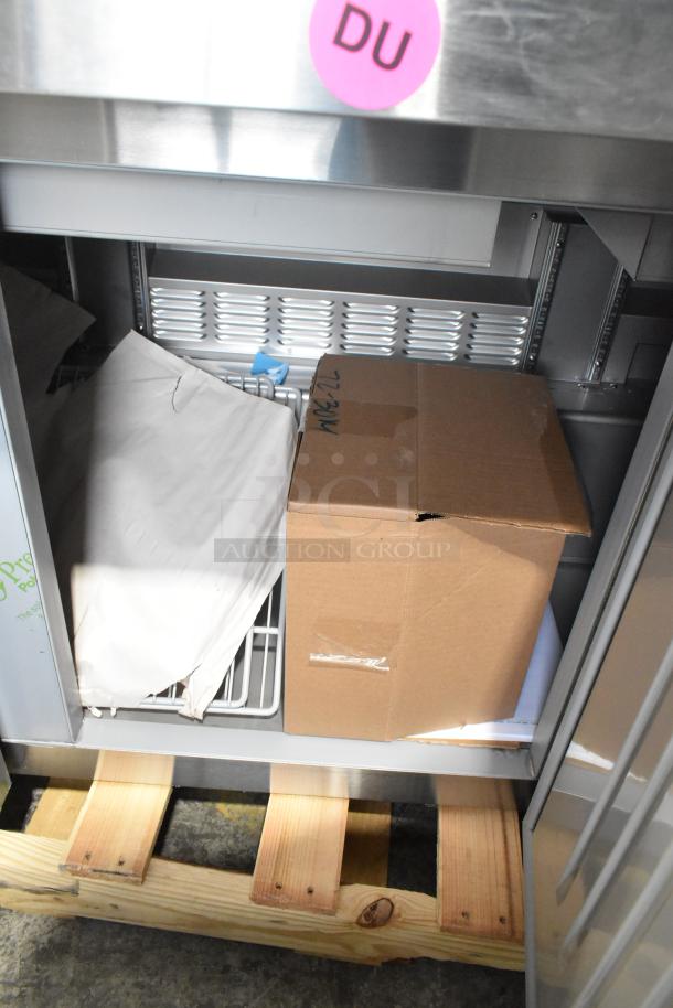 Brand new 2026 Hoshizaki SR72B-30M sandwich salad prep table with bain marie top. Includes packaging and shipment on wood pallet.