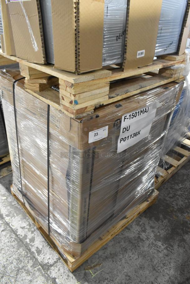 Brand new 2026 Hoshizaki F-1501MAJ flake ice maker, 1543 lb capacity, scratch and dent, sealed packaging on pallet.