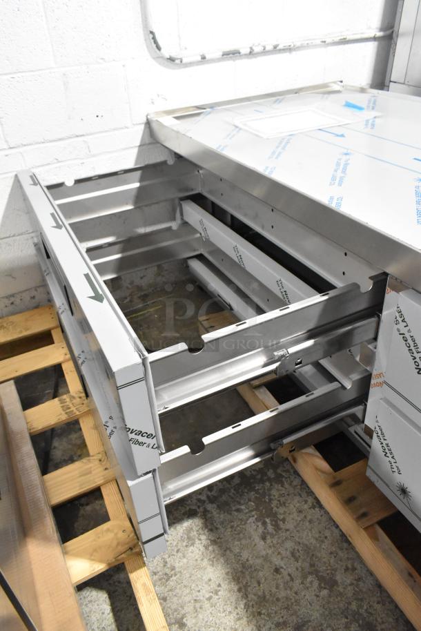 Brand new 2026 Hoshizaki CR98A, commercial 4-drawer chef base, 115 volts, 1 phase, shown with drawers extended.