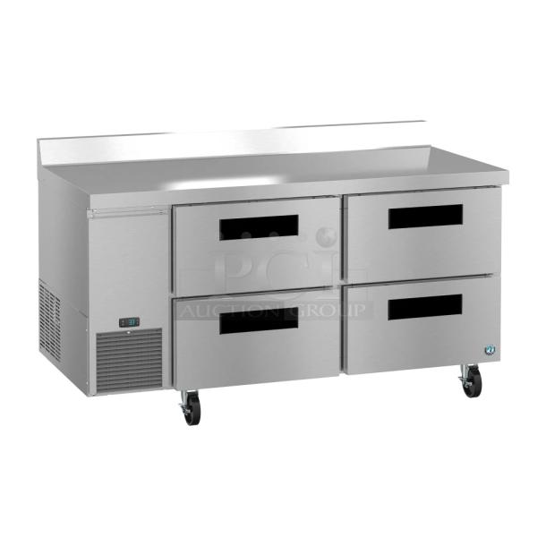 Brand new 2026 Hoshizaki CR98A 4-drawer work top cooler, model WLR67B-D4, stainless steel, 115V, commercial use.