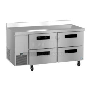 Brand new 2026 Hoshizaki CR98A 4-drawer work top cooler, model WLR67B-D4, stainless steel, 115V, commercial use.