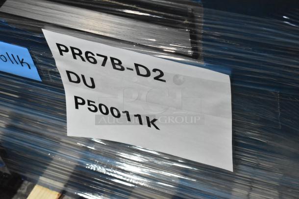 Brand new 2026 Hoshizaki PR67B-D2 Steelheart pizza prep table, 115 volts, 1 phase, with visible packaging and model label.