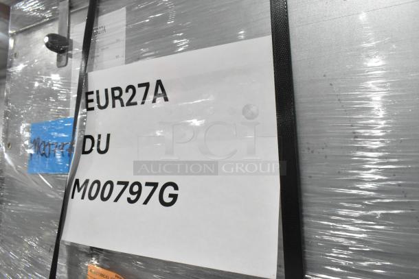 Brand new 2026 Hoshizaki EUR27A commercial undercounter cooler, 115V, model label visible on packaging, excellent condition.