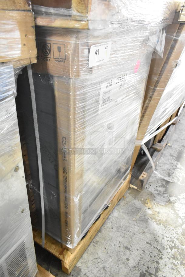 Brand new Hoshizaki KM-161BAJ ice machine in packaging, 163 lbs/day, 115V, 1 Phase. Model visible on box label.
