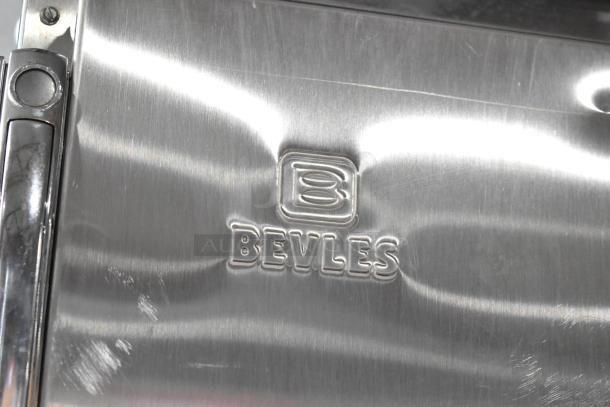 Bevles CS82 commercial heated holding proofing cabinet, stainless steel, Bevles logo embossed, on commercial casters.