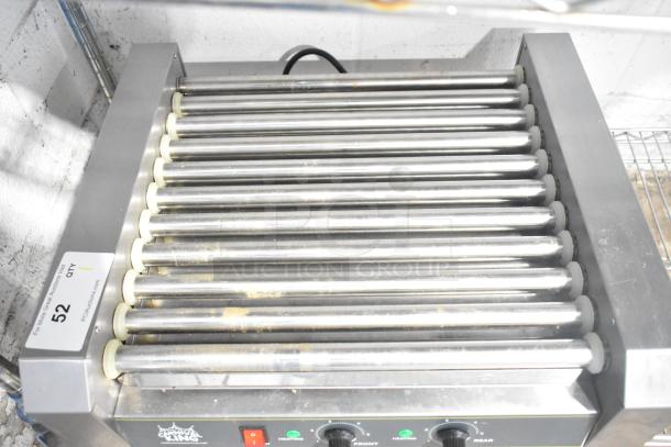 2024 Carnival King 382HDRG30 countertop hot dog roller, 120 volts, 1 phase, 11 rollers, stainless steel, front panel controls, used condition.
