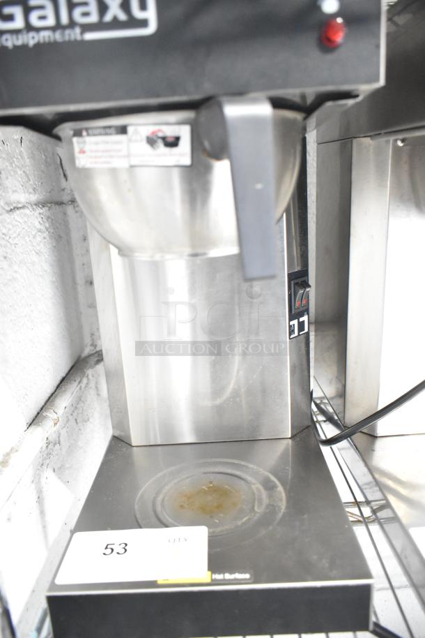 Galaxy 177GCM2B Pourover Commercial Coffee Maker with 2 warmers, toggle controls, 120 volts, 1 phase; used condition.