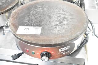 Waring WSC160 16" Electric Crepe Maker, 120V, 1 Phase. Visible controls and condition from usage. Model label included.