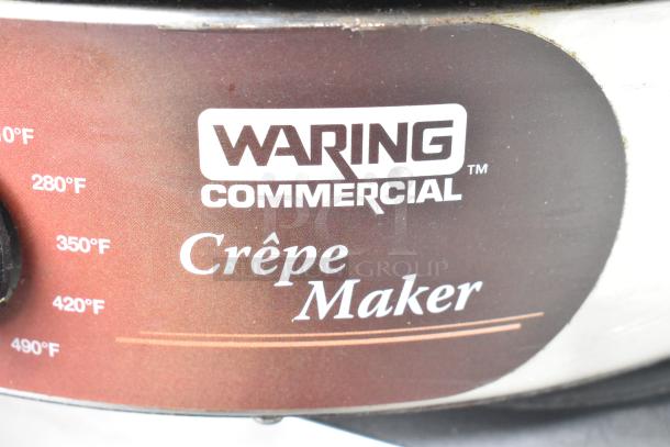 Waring WSC160 16" Electric Crepe Maker, 120V, 1 Phase. Temperature dial and branding visible.