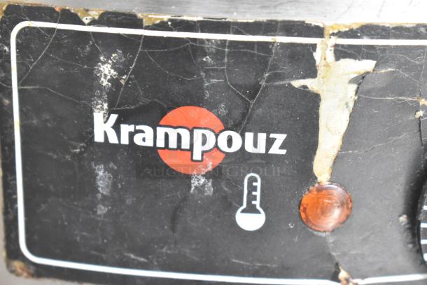 Krampouz CEBIR4BS Electric Crepe Maker label with branding and a temperature icon. Some wear visible.