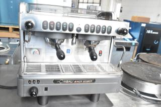 La Cimbali M29 Select DT/2-NF commercial espresso machine with 2 portafilters, 2 steam wands, visible controls, and labels.