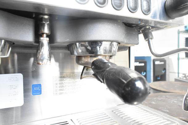 La Cimbali M29 Select DT/2-NF espresso machine with 2 portafilters and 2 steam wands. NSF certified label visible.