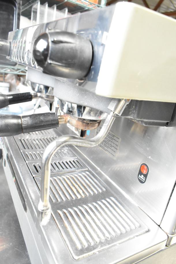 La Cimbali M29 Select DT/2-NF espresso machine with 2 group heads, portafilters, and steam wands. 208/240V, 1 phase.