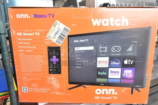 IN ORIGINAL BOX! Onn Roku Smart TV with 720p resolution, DLED display, wireless streaming, HDMI inputs. Buyer pick up only.