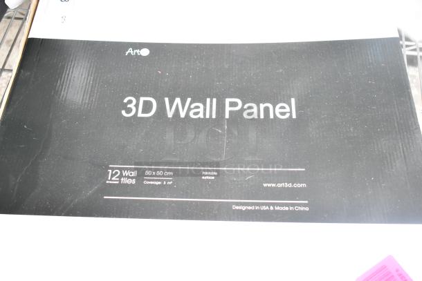Art3d 3D Wall Panel box, containing 12 panels, each 50x50 cm, covering 3 sq m. Paintable surface, new condition.