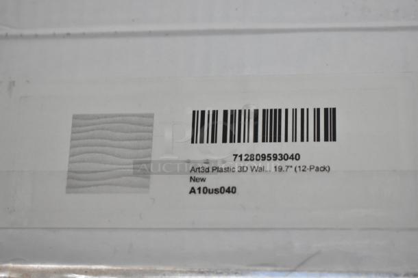 Original box of Art3d 3D Wall Panel, 19.7" 12-pack, new condition, barcode 712809593040.