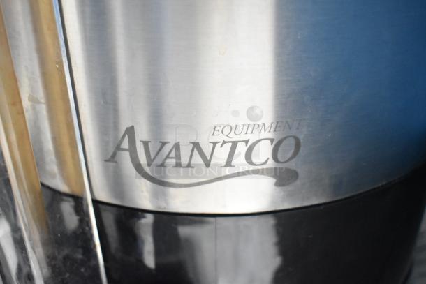 Avantco 177CS15 1.5 Gallon Thermal Coffee Server with Stand, stainless steel finish, visible Avantco branding.