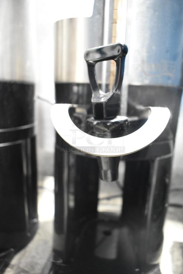 Avantco 177CS15 VT15-001 1.5-gallon thermal coffee server with stand, stainless steel, includes easy-pour spout and clear fill gauge.