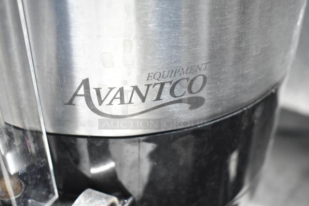 Avantco 1.5 Gallon Thermal Coffee Server, Model 177CS15, stainless steel, branded marking on side.