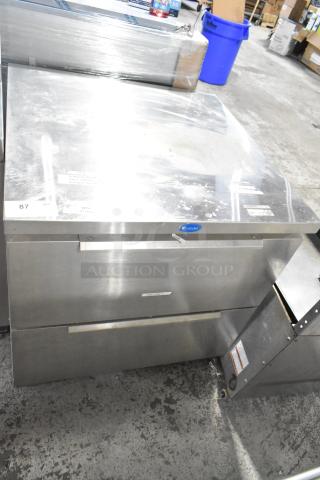 Randell Commercial 2 Drawer Cooler, stainless steel, 115 volts, 1 phase, minor surface wear, visible Randell branding.