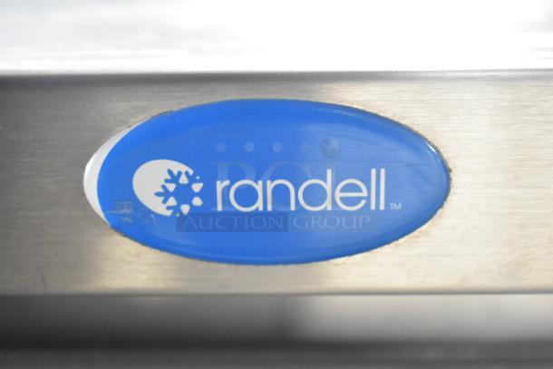 Randell logo on a commercial 2-drawer cooler. 115 volts, 1 phase. Blue label indicates brand identification.