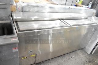 Krowne BC72-SS commercial bottle cooler with 2 sliding lids, stainless steel, 115V, used condition.