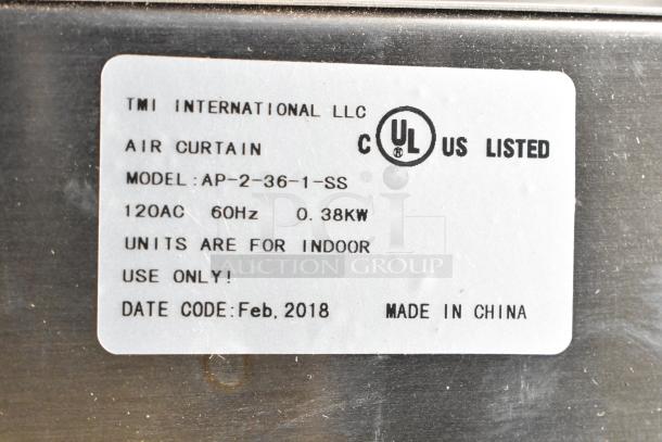 BRAND NEW Curton PRO=AP-2-36-1-SS Air Curtain, 120V, 1 Phase, UL Listed, indoor use, made in China, Feb 2018 date code.