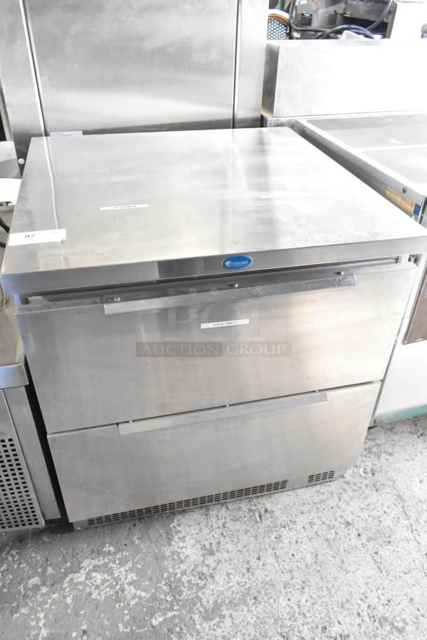 Randell 9404-32D-7 commercial undercounter cooler with 2 drawers, stainless steel, 115V, 1 phase, cut power cord, untested.