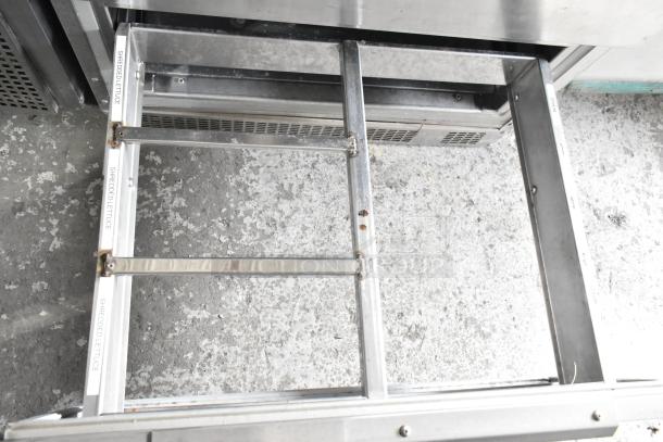 Randell 9404-32D-7 commercial undercounter cooler, two drawers open, showing interior. Power cord cut; untested.