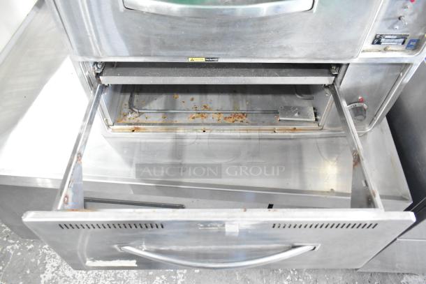 Wells W23HD Commercial 2 Drawer Warming Drawer, 120V, shown open with visible wear and rust inside.