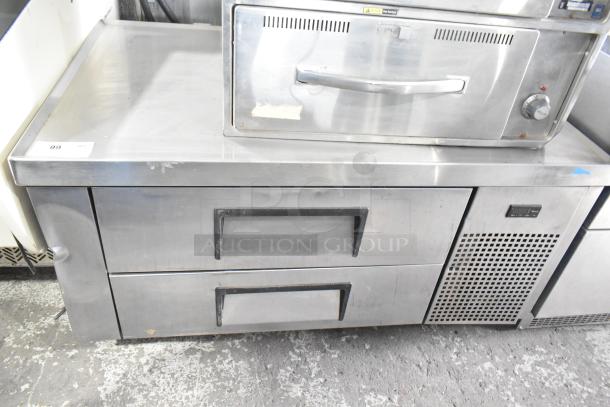 2019 True TRCB-48 commercial chef base, 2-drawer, stainless steel, 115 volts, 1 phase, visible wear.