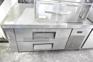2019 True TRCB-48 commercial chef base, 2-drawer, stainless steel, 115 volts, 1 phase, visible wear.