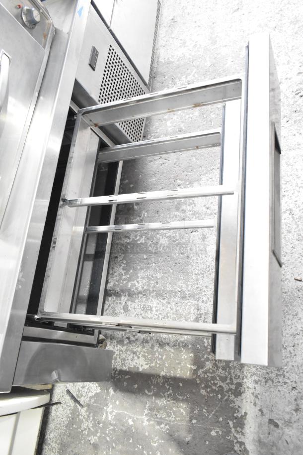 2019 True TRCB-48 commercial 2 drawer chef base, stainless steel with visible drawer tracks, 115 volts, 1 phase.