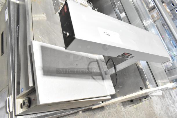 Hatco GRFFB Glo-Ray countertop warming lamp, 120 volts, 1 phase. Visible brand labels, used condition.