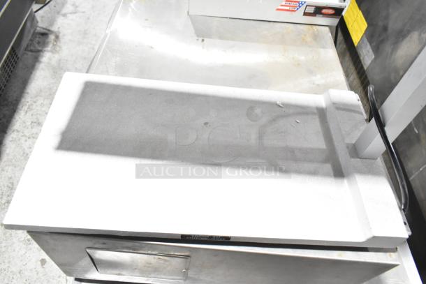 Hatco GRFFB Glo-Ray countertop warming lamp, 120 volts, 1 phase, silver, used, with visible power cord and metal surface.