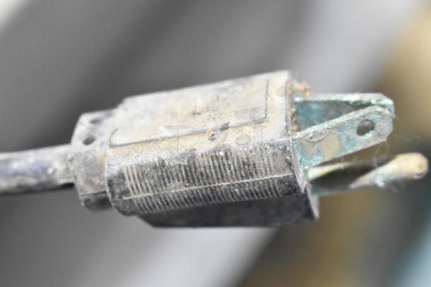 APW Wyott BW-50 Commercial Countertop Warming Drawer plug, showing wear, 120 Volts, 1 Phase.