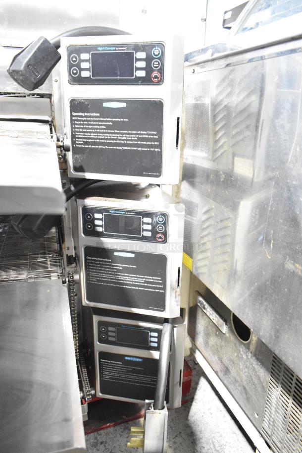 Turbochef HhC2020 commercial electric conveyor ovens. Stack of three, digital controls, 208/240 volts, 3 phase.