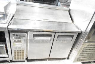 Everest EPR2 Commercial Prep Table, stainless steel, two-door, Bain Marie top, 115V, 1 Phase. Used condition.