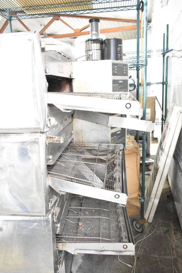 Turbochef HhC2020 commercial conveyor oven, electric, 208/240V, 3-phase, visible wear, triple stack configuration.