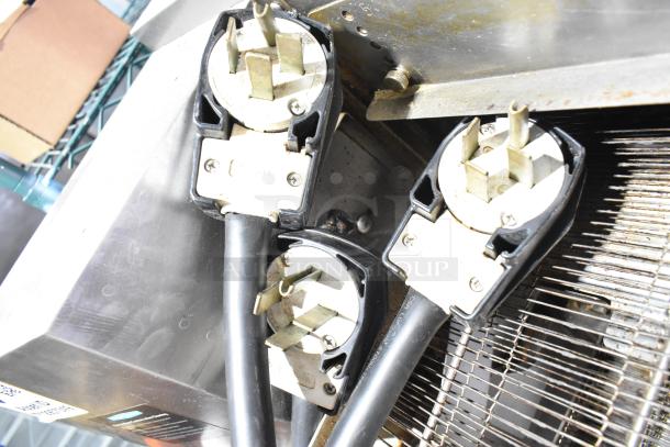 3 Turbochef HhC2020 commercial electric conveyor ovens, 208/240V, 3-phase power plugs shown, used condition.