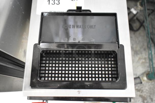 Brand new, scratch-and-dent Bunn CWTF15-APS coffee machine, 120V, 1 Phase, pour-in water only label, countertop model.