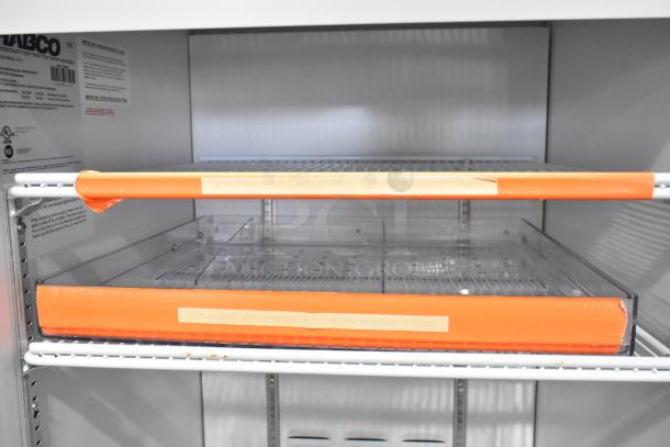 Habco SE18 Commercial Single Door Reach-In Cooler Merchandiser, 115V, 1 Phase, internal shelves, brand label visible.