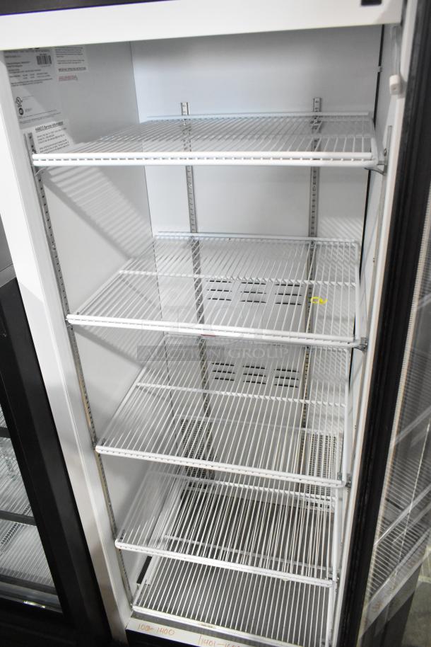 Habco SE18 Commercial Cooler Merchandiser, single door, 115V, 1 Phase, multiple shelves, clean interior, visible settings label.