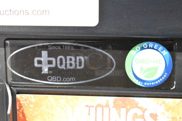 QBD CD4154-HC commercial 2-door cooler, 115 volts, Go Green natural refrigerant label, QBD logo visible.