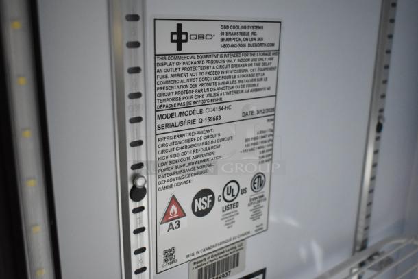 QBD CD4154-HC Commercial Cooler label showing electrical specs: 115V, 1 Phase, certifications, and serial Q-159553.