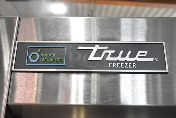 True T-19F-HC Commercial Freezer, stainless steel, shows "natural refrigerant" and True logo label.