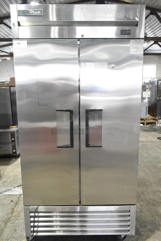 2021 True T-35-HC commercial 2-door reach-in cooler, stainless steel, 115 volts, 1 phase, excellent condition, visible brand logo.